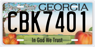 GA license plate CBK7401