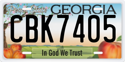 GA license plate CBK7405