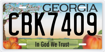 GA license plate CBK7409