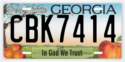 GA license plate CBK7414