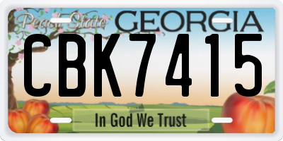 GA license plate CBK7415