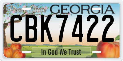 GA license plate CBK7422