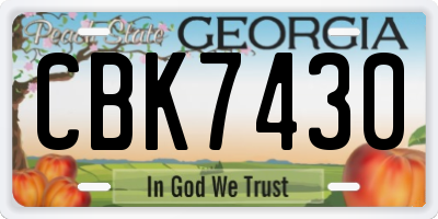 GA license plate CBK7430