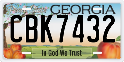 GA license plate CBK7432