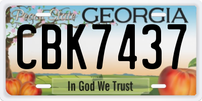 GA license plate CBK7437