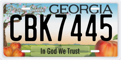 GA license plate CBK7445