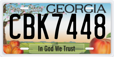 GA license plate CBK7448
