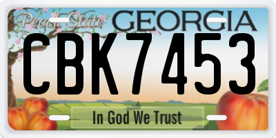 GA license plate CBK7453