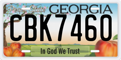 GA license plate CBK7460