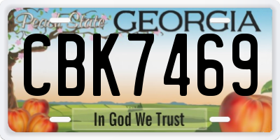 GA license plate CBK7469