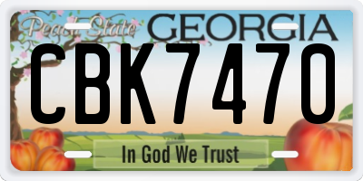 GA license plate CBK7470