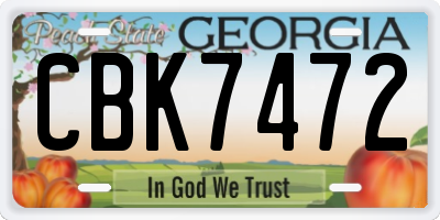 GA license plate CBK7472