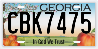 GA license plate CBK7475