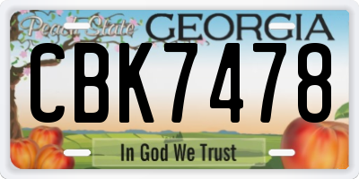 GA license plate CBK7478