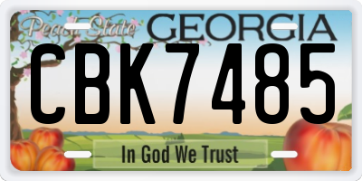 GA license plate CBK7485