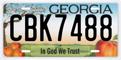 GA license plate CBK7488