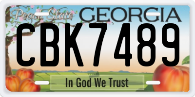 GA license plate CBK7489