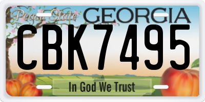 GA license plate CBK7495