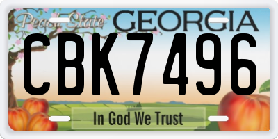 GA license plate CBK7496