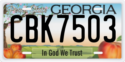 GA license plate CBK7503