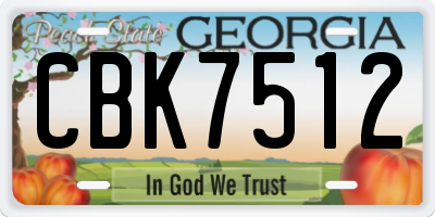 GA license plate CBK7512