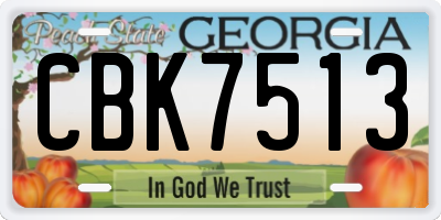 GA license plate CBK7513