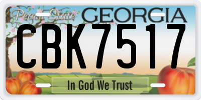GA license plate CBK7517