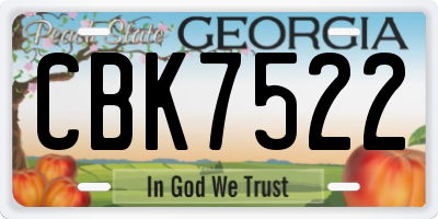 GA license plate CBK7522