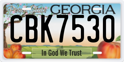 GA license plate CBK7530