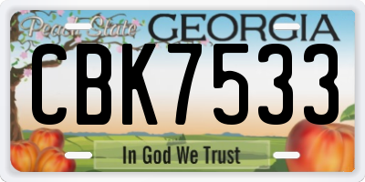 GA license plate CBK7533