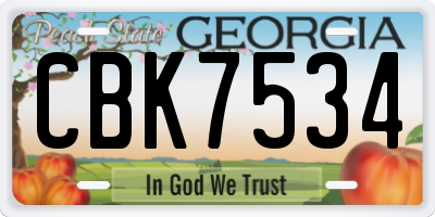GA license plate CBK7534