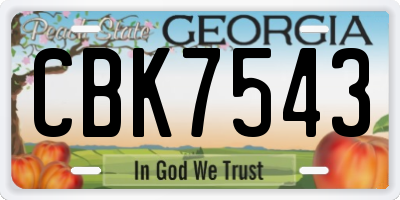 GA license plate CBK7543