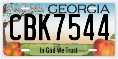 GA license plate CBK7544