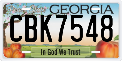GA license plate CBK7548