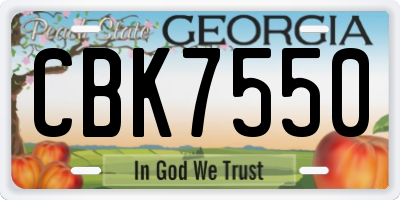 GA license plate CBK7550