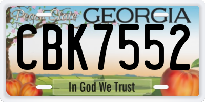 GA license plate CBK7552