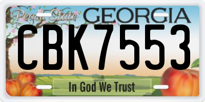 GA license plate CBK7553