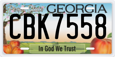 GA license plate CBK7558
