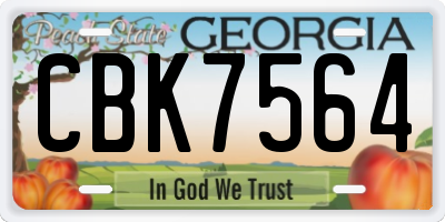GA license plate CBK7564