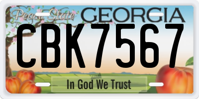 GA license plate CBK7567