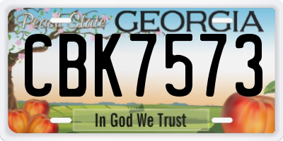GA license plate CBK7573