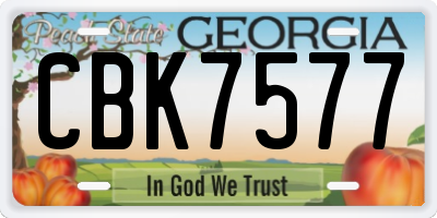 GA license plate CBK7577