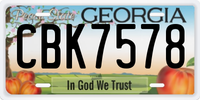 GA license plate CBK7578