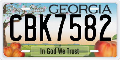 GA license plate CBK7582