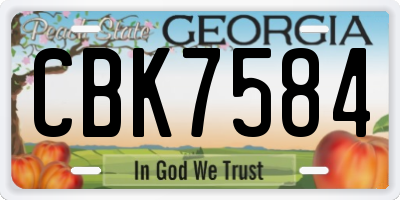 GA license plate CBK7584