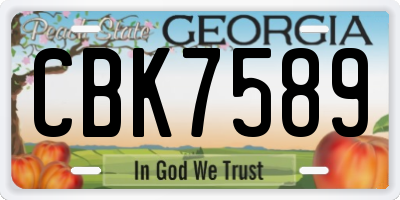 GA license plate CBK7589