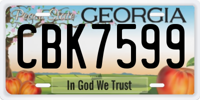 GA license plate CBK7599