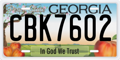 GA license plate CBK7602