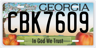 GA license plate CBK7609