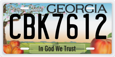 GA license plate CBK7612